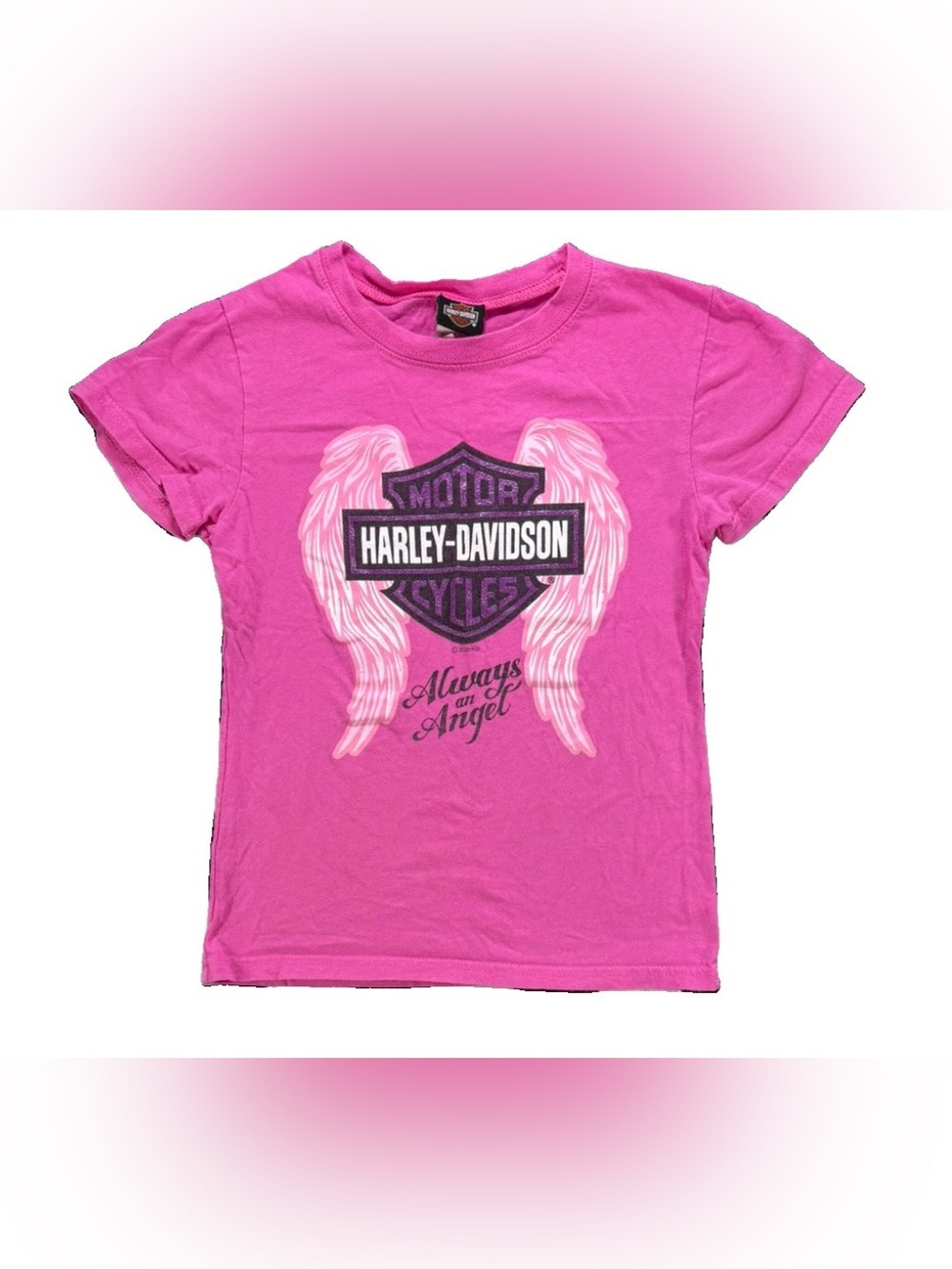 Harley Davidson Angel Wings T Shirt Girls' 6X Pink Y2K Biker Pensacola Florida
